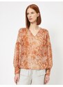 Koton Long Sleeve Snakeskin Patterned Blouse