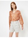 Koton Long Sleeve Snakeskin Patterned Blouse