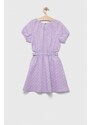 Dětské lněné šaty United Colors of Benetton fialová barva, mini