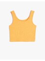 Koton Athlete Crop Sleeveless Thick Straps U-Neck Button Detail