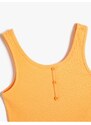 Koton Athlete Crop Sleeveless Thick Straps U-Neck Button Detail