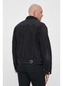 Džínová bunda Trussardi pánská, černá barva, přechodná