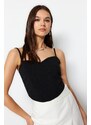 Trendyol Black Fitted Crepe Knitted Bustier with Crop Straps