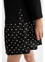DEFACTO Patterned Ruffle Skirt Detailed Sweat Dress