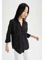 DEFACTO Regular Fit V Neck Long Sleeve Printed Shirt