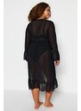 Trendyol Curve Long Black Chiffon Kimono & Caftan