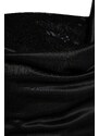 Trendyol Černé pletené saténové flitrované dlouhé večerní šaty