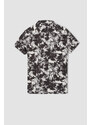 DEFACTO Regular Fit Short Sleeve Palm Print Viscose Shirt