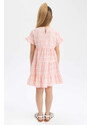 DEFACTO Baby Girls Gingham Short Sleeved Ruffle Dress