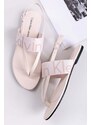 Calvin Klein Smetanové nízké sandály Flat Sandal Toepost Webbing