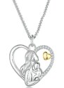 GRACE Silver Jewellery Stříbrný náhrdelník Maminka s dítětem, stříbro 925/1000, srdce