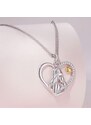 GRACE Silver Jewellery Stříbrný náhrdelník Maminka s dítětem, stříbro 925/1000, srdce