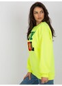 Fashionhunters Fluo žlutá mikina bez mikiny s nášivkami