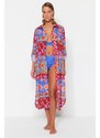 Trendyol Floral Print Midi Woven 100% Cotton Kimono & Caftan