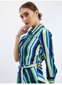 Orsay Zeleno-modré dámské pruhované košilové šaty - Dámské