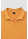 DEFACTO Slim Fit Polo Neck Základní pletené tričko s krátkým rukávem