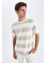 DEFACTO Comfort Fit Crew Neck Line Pattern Short Sleeve T-Shirt