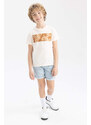 DEFACTO Boy Regular Fit Crew Neck Floral Short Sleeve T-Shirt