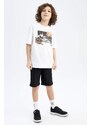 DEFACTO Boy Oversize Fit Crew Neck Printed Short Sleeve T-Shirt