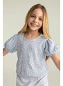 DEFACTO Girls Regular Fit Embroidered Short Sleeve T-Shirt