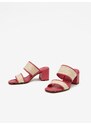 Růžové dámské kožené pantofle na podpatku Högl Marbella - Dámské