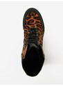 Hnědé dámské kožené kotníkové boty s leopardím vzorem Desigual Biker Le - Dámské