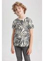 DEFACTO Boy Regular Fit Crew Neck Patterned Short Sleeve T-Shirt