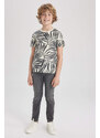 DEFACTO Boy Regular Fit Crew Neck Patterned Short Sleeve T-Shirt