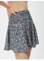 Koton Floral Shorts Skirt Viscose Mini with Elastic Waist.