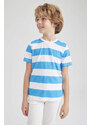 DEFACTO Boy Regular Fit Crew Neck Striped Patterned Short Sleeve T-Shirt