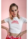 DEFACTO Crop Top Crew Neck Printed Short Sleeve T-Shirt