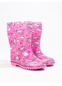 High girls' wellies with Shelvt pattern pink