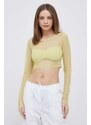 Tričko s dlouhým rukávem Calvin Klein Jeans žlutá barva
