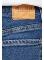 Džínové šortky Hollister Co. CURVY JEANS dámské, tmavomodrá barva, hladké, high waist