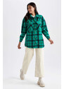 DEFACTO Flanel A Line Plaid Long Sleeve Tunic