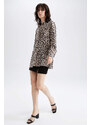 DEFACTO Relax Fit Long Sleeve Zebra Print Tunic