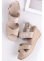 Tommy Hilfiger Béžové platformové sandály Logo Mid Wedge Espadrille Sandals