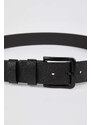 DEFACTO Men's Rectangle Buckle Faux Leather Belt