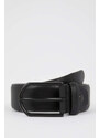 DEFACTO Men's Rectangle Buckle Faux Leather Belt