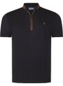 DUAL SET T8571 DEWBERRY ZIPPER MENS T-SHIRT-BLACK-WHITE