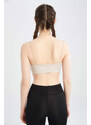 Defacto Fit Crew Neck Rope Strap Crop Top