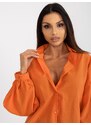 Fashionhunters Oranžová oversized košile s nabíraným rukávem