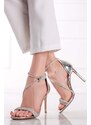 Belle Women Stříbrné sandály na tenkém podpatku Carrie