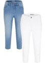 bonprix Slim Fit džíny Mid Waist, ke kolenům (2 ks v balení) Modrá