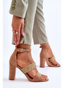 Kesi semišové sandálové s pleteným páskem na patě Camel Roselia