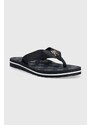 Žabky Tommy Hilfiger TH ELEVATED FLIP FLOP dámské, tmavomodrá barva, na plochém podpatku, FW0FW07420