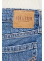 Džínové šortky Hollister Co. dámské, tmavomodrá barva, hladké, high waist