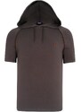 TRIPLE SET T8570 DEWBERRY HOODED MEN'S T-SHIRT-BLACK-WHITE-KHAKI