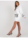 Fashionhunters Ecru mini mikinové šaty s kapucí