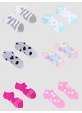 Yoclub Kids's Girls' Ankle Cotton Socks Patterns Colours 6-Pack SKS-0008G-AA00-004